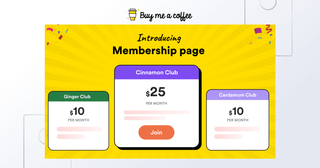 Buy Me a Coffee membership screenshot