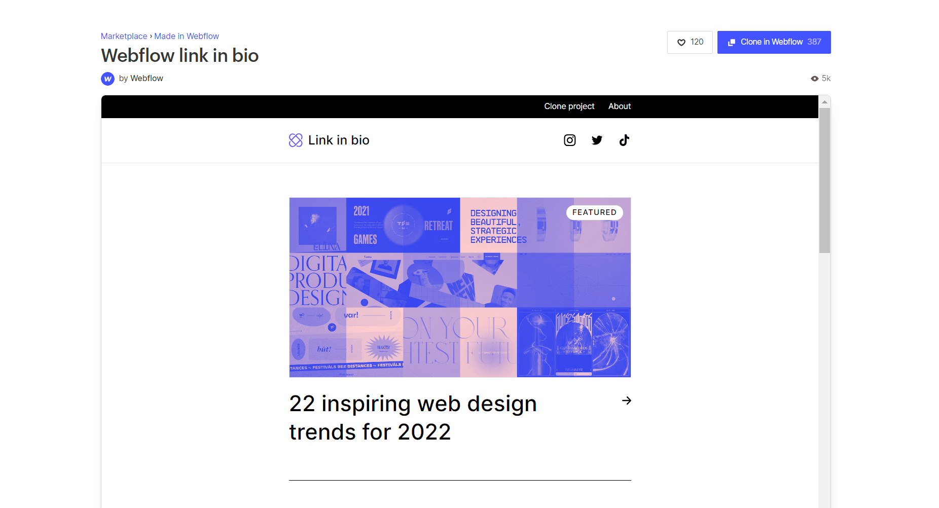 Webflow - web design trends - linktree alternatives