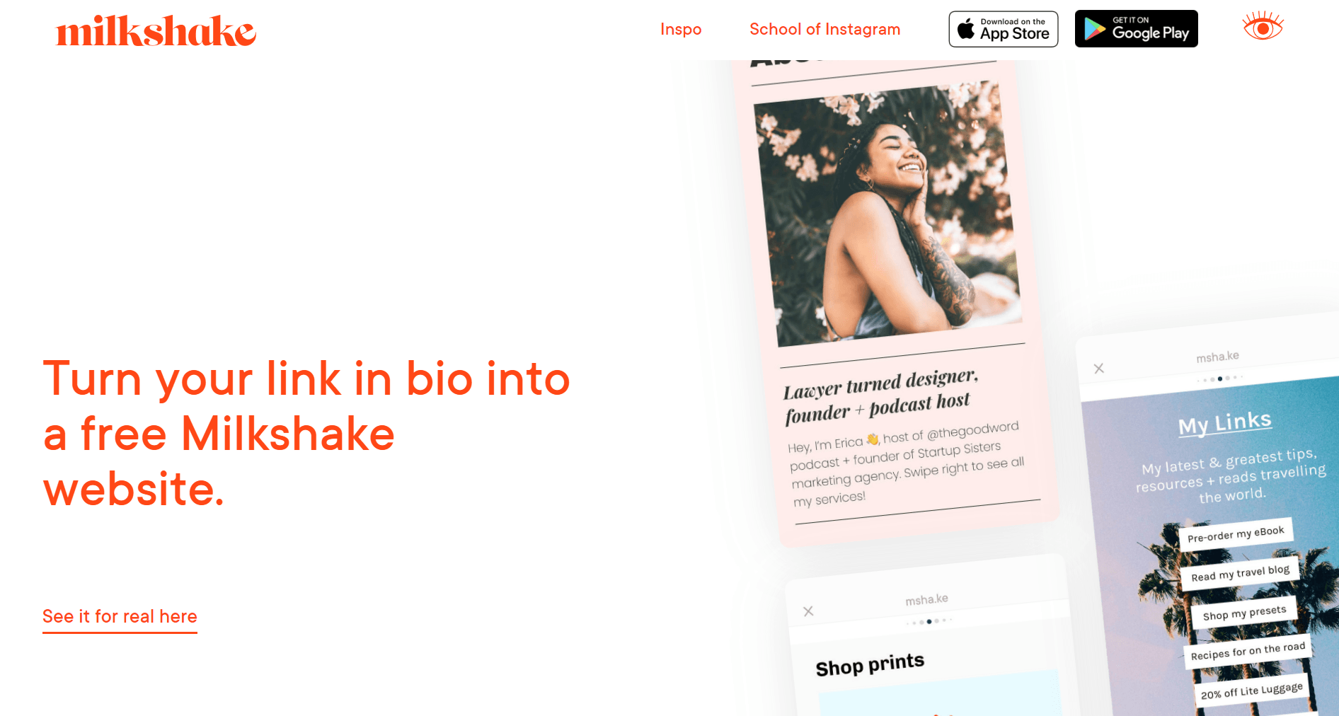 milkshake app - turn your link in bio into a free milkshake website - linktree alternatives