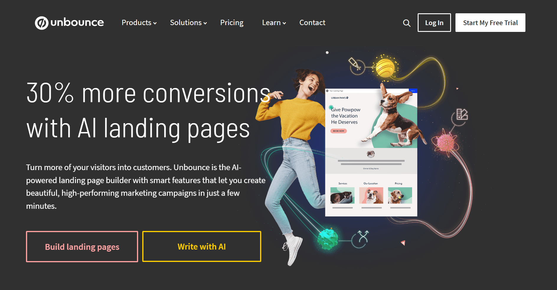 Unbounce - 30% more conversions with AI landing pages - linktree alternatives