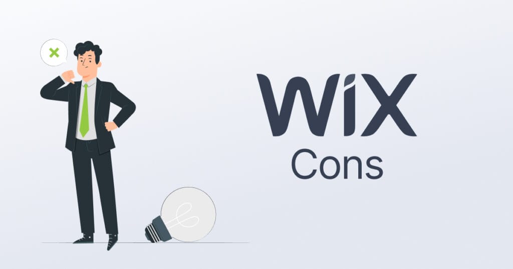 Man pointing thumbs down with a limed color X - Wix Cons