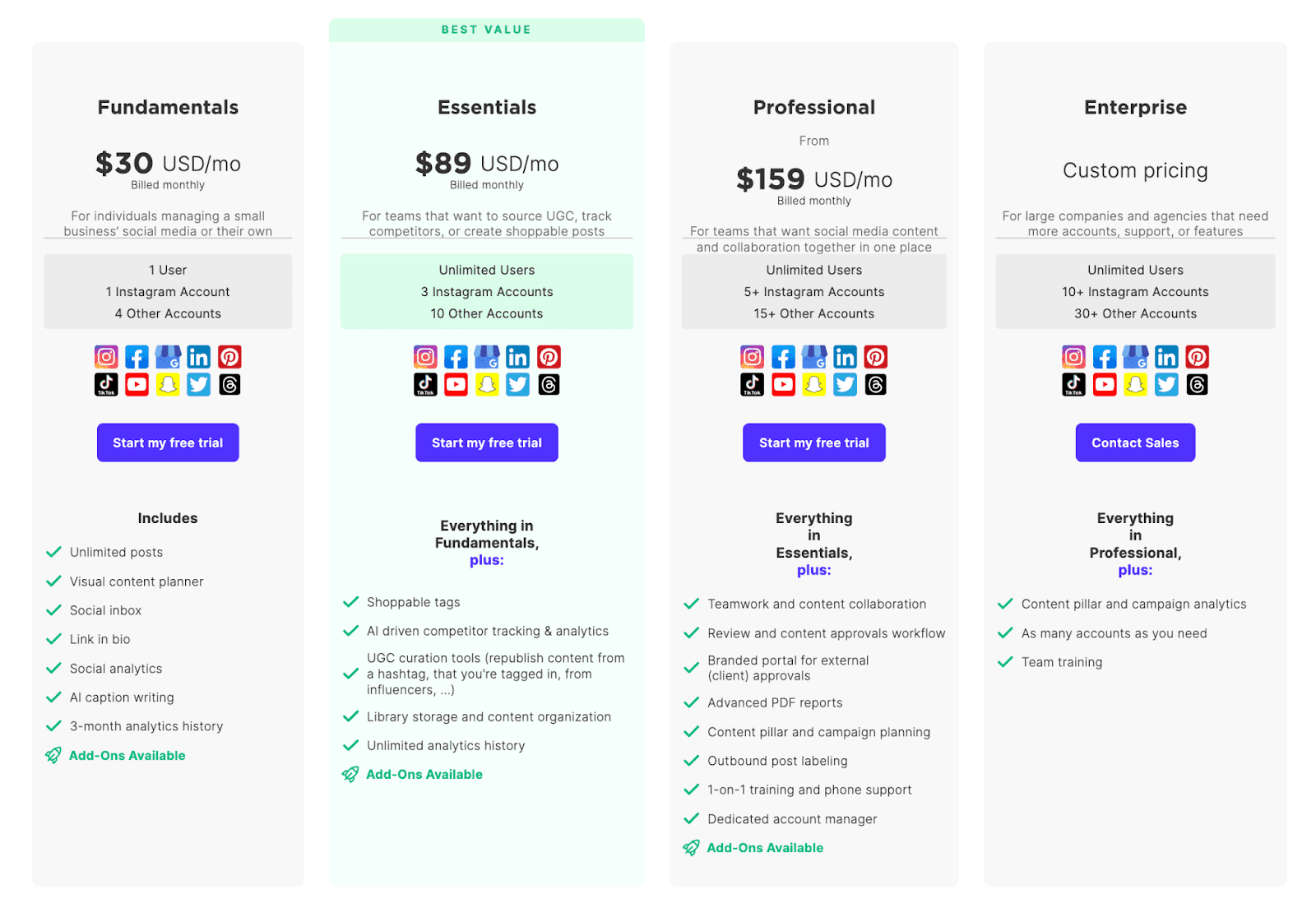 Sked Social Pricing 